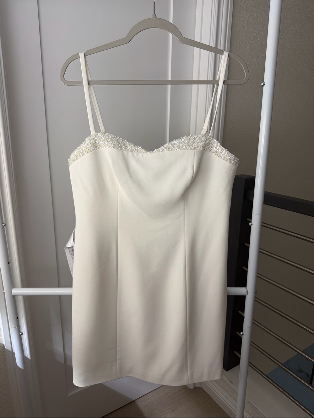NWT WHITE BEADED MINI BCBG DRESS